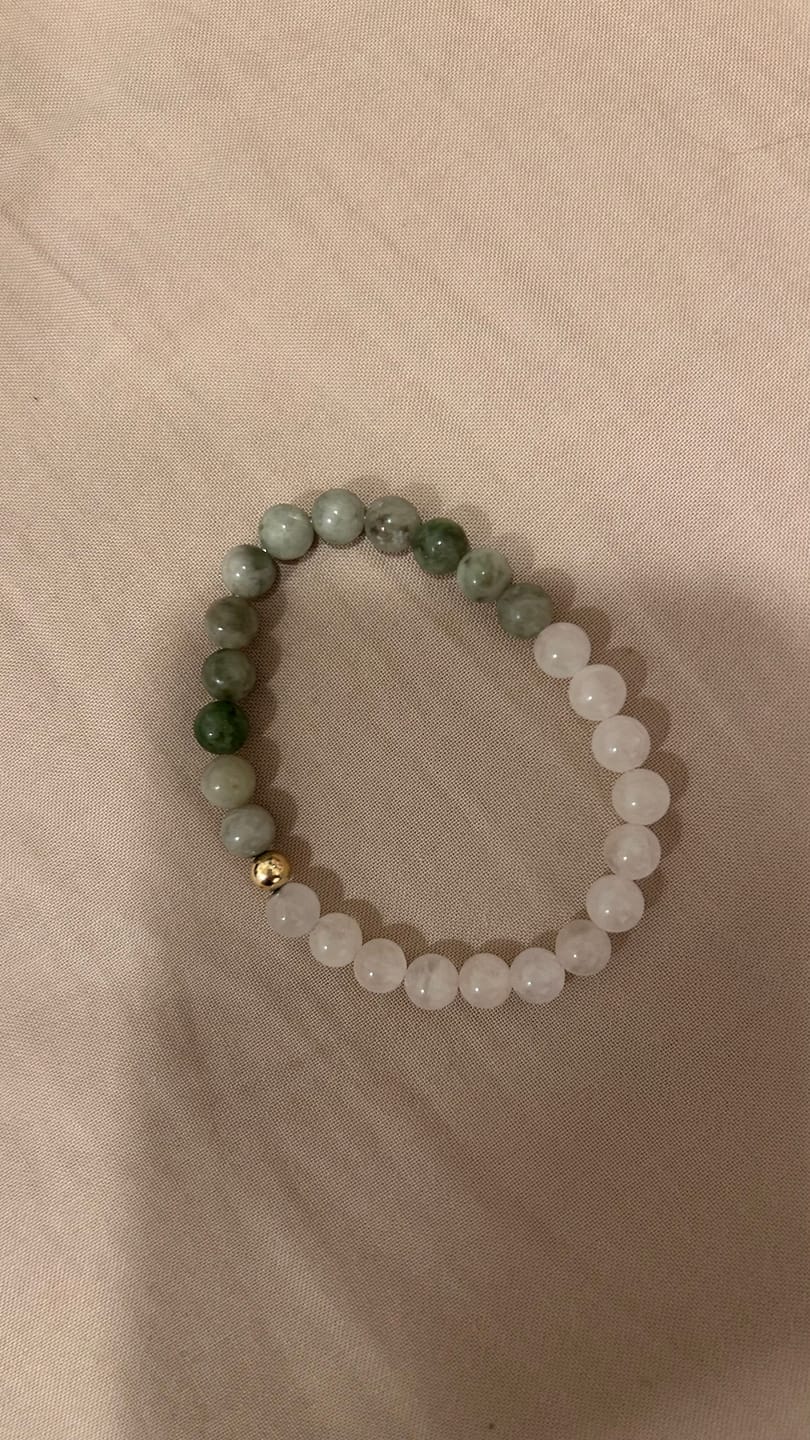Customer photo review of Rose Quartz & Jade Dual Energy Romance Crystal Bracelet