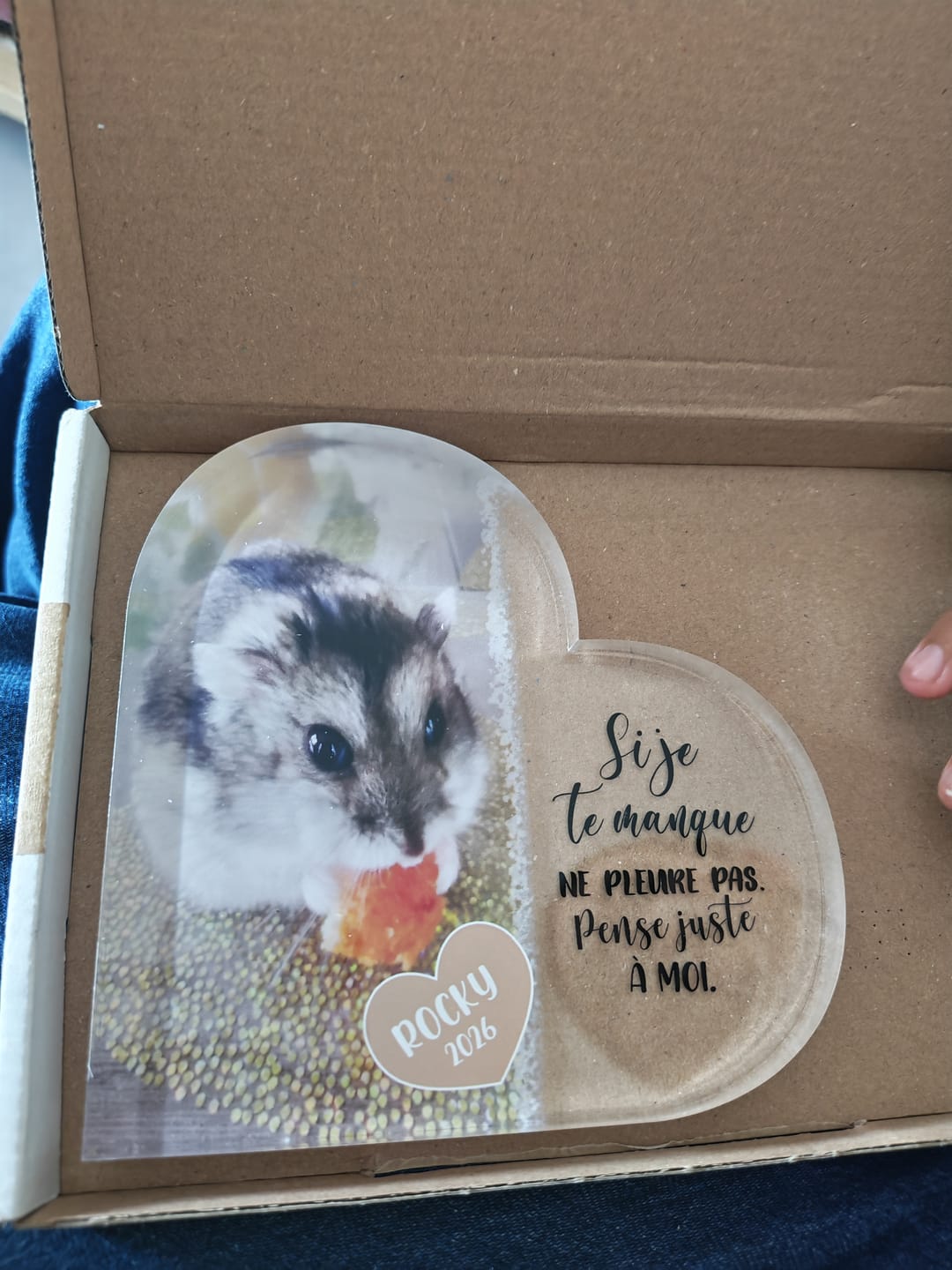 Customer photo review of Si je te manque - Cœur en verre personnalisé