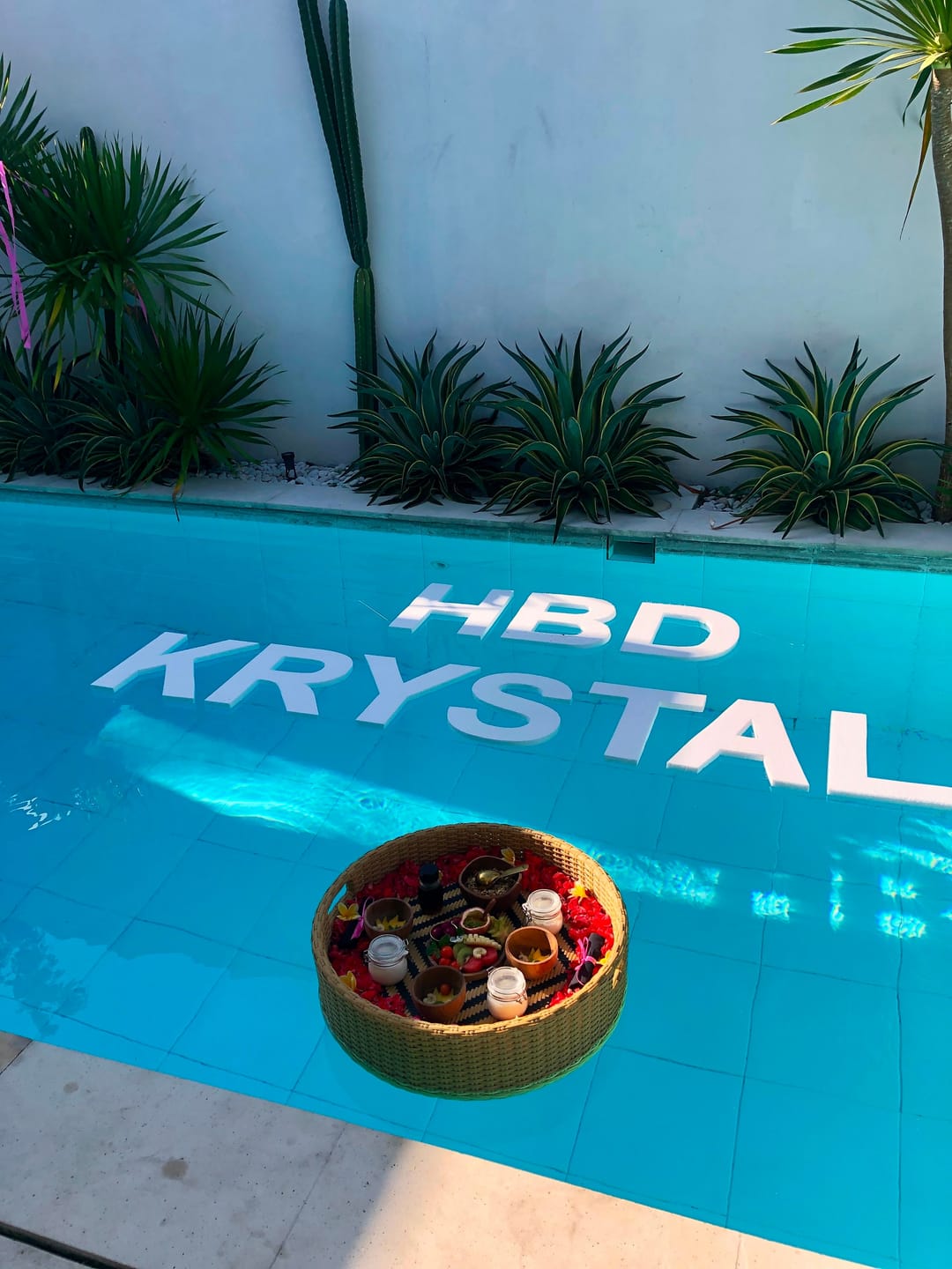 Customer photo review of Floating Letters – Custom Pool Message Setup