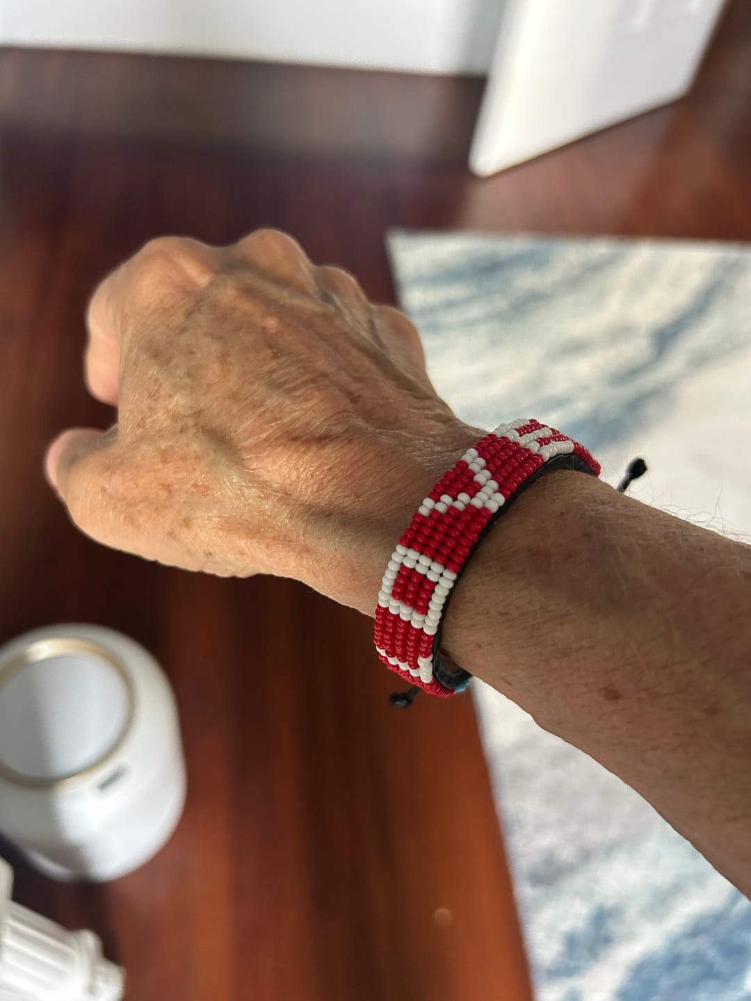 Customer photo review of LOVE Bracelet - Red/White