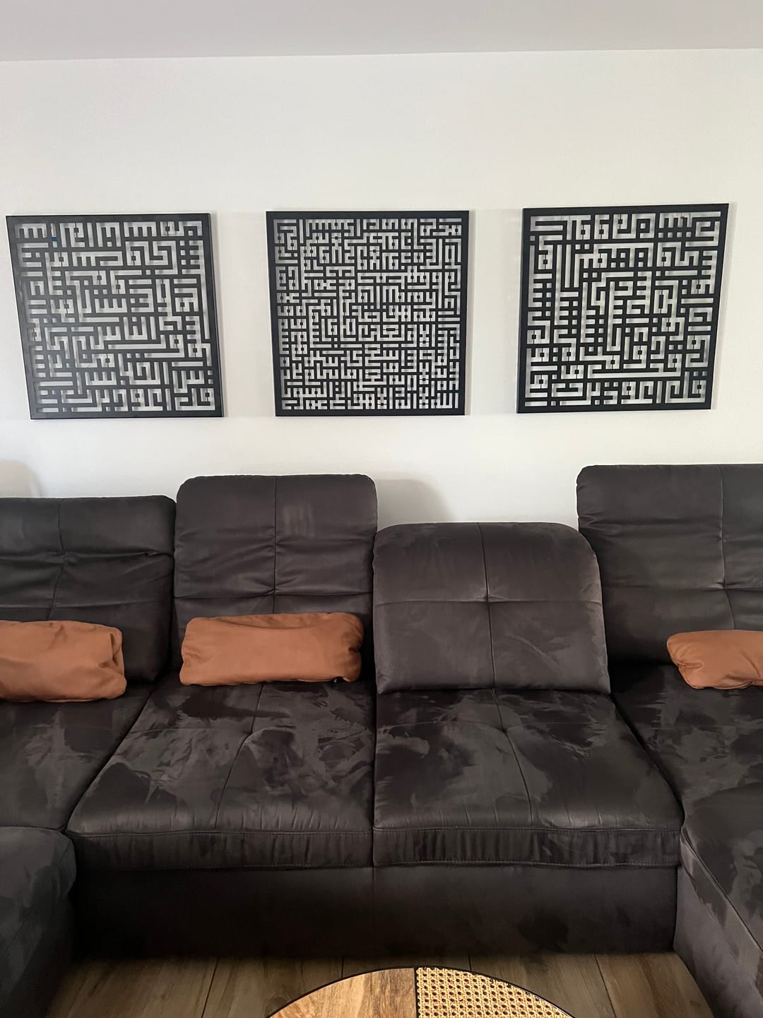Customer photo review of Ayatul Kursi, Surah Al Falaq, Surah An Nas Kufic Metal Islamic Wall Art