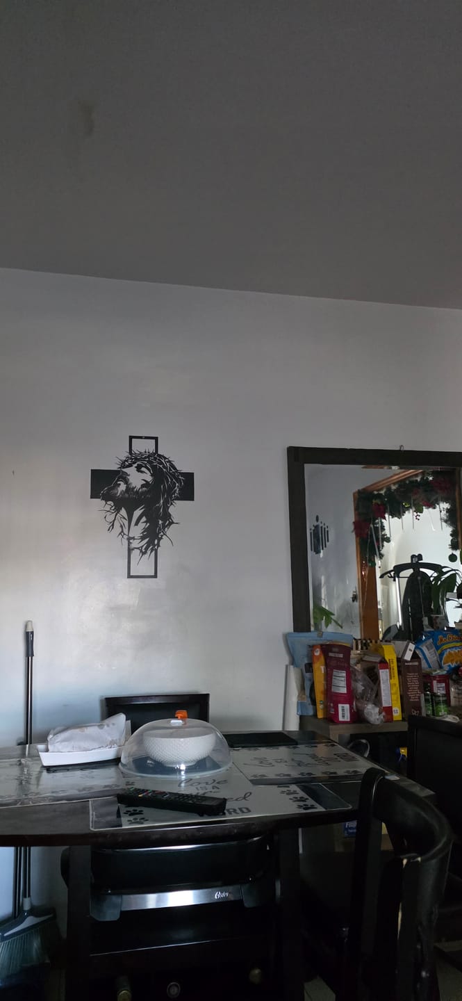 Customer photo review of Christianartworkshop Crown of Thorns Jesus Cross Metal Wall Decor: Heartfelt Faith Statement
