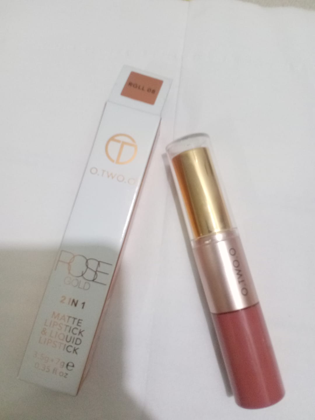 Customer photo review of O.TWO.O ROSE GOLD 2 IN 1 LIPSTICK AND LIPGLOSS