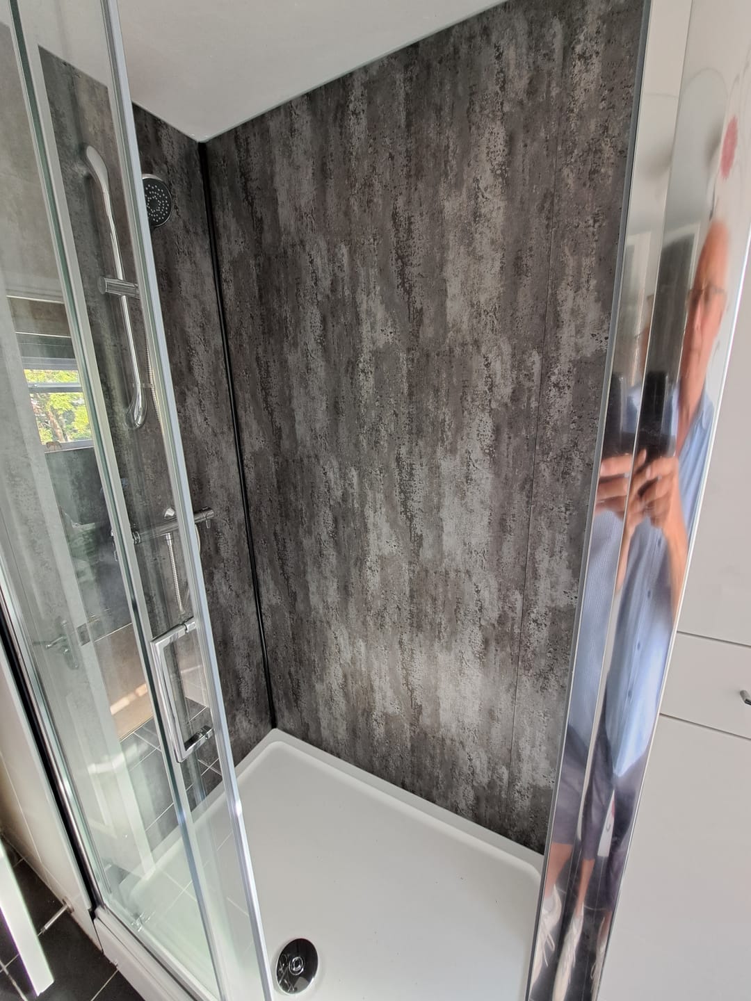 Customer photo review of Premium Black Graphite Matt Shower Wall Panel – 1M x 2.4M