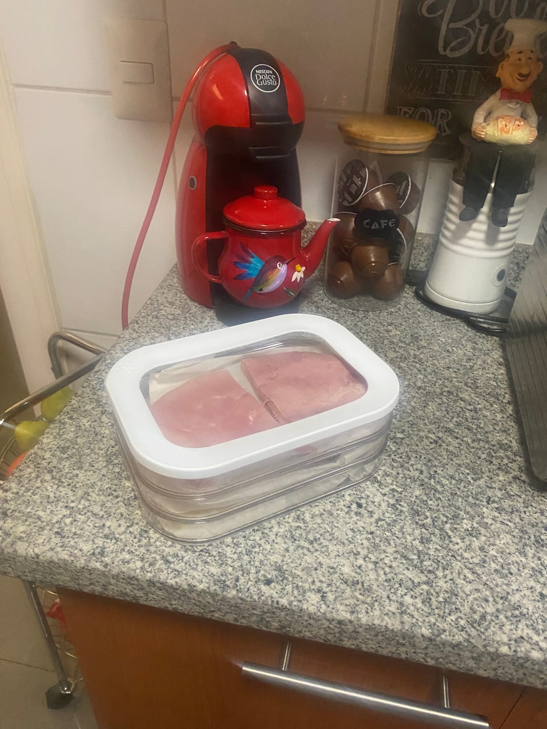 Customer photo review of Organizador Refrigerador Acrilico Recipiente Carne 3 Niveles