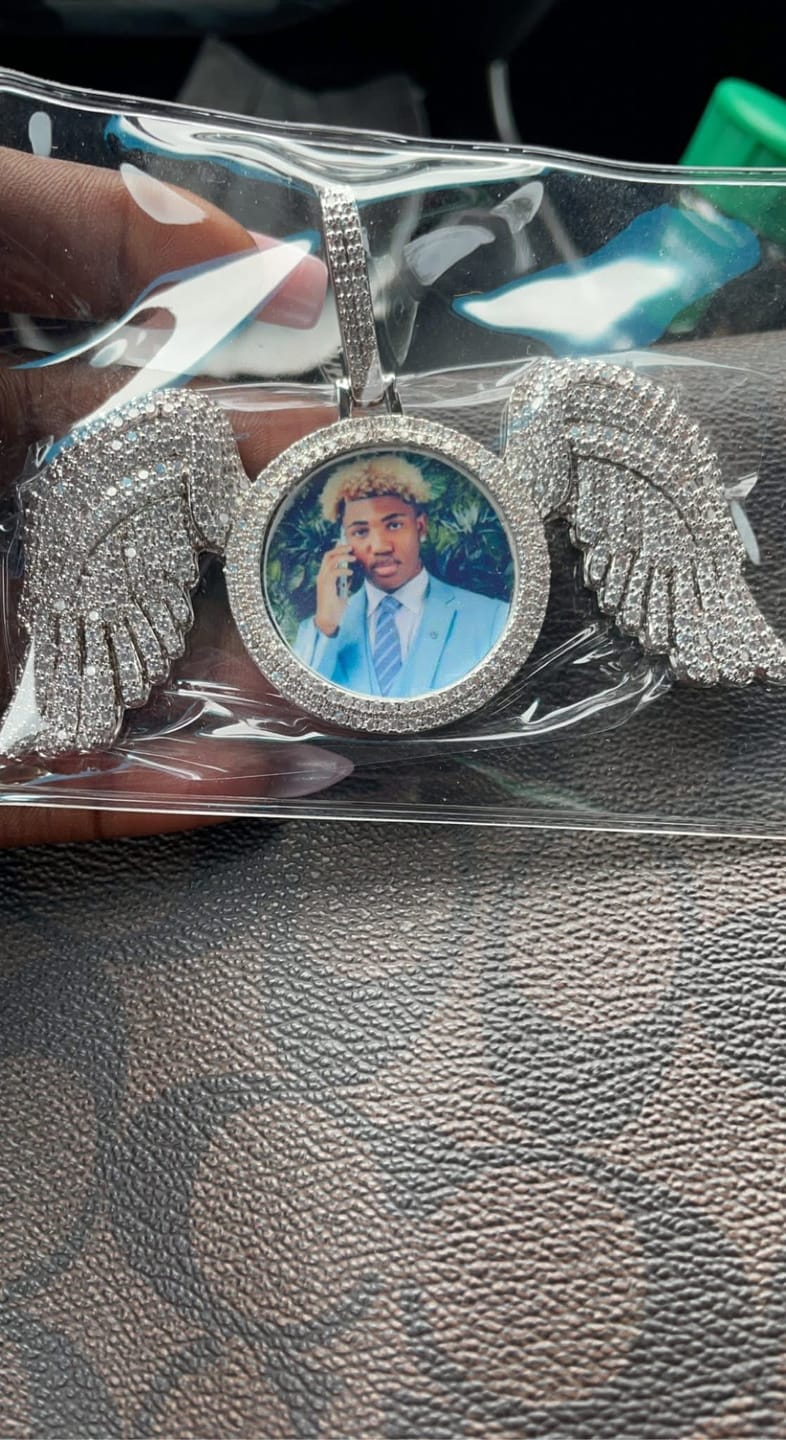 Customer photo review of GUARDIAN ANGEL CUSTOM PHOTO NECKLACE
