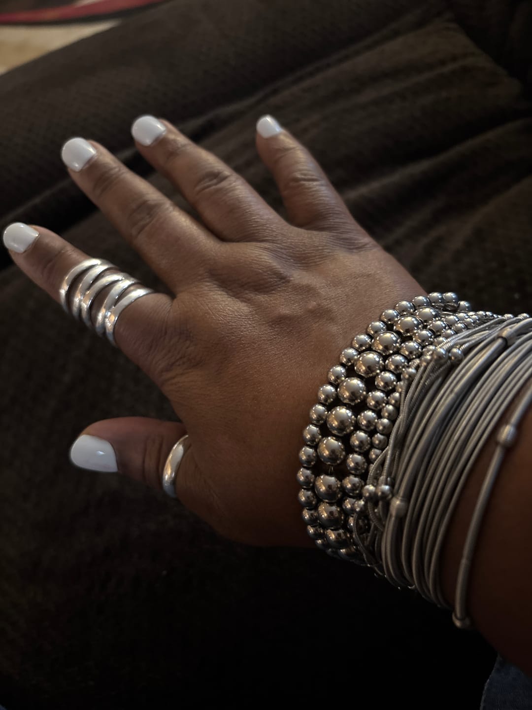 Customer photo review of Nakia Stainless Steel Beaded Bracelet