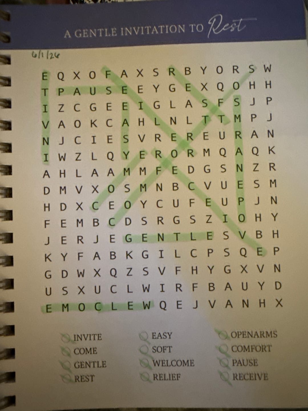 Customer photo review of Be Still: Word Search Devotional for Peace & Rest in God