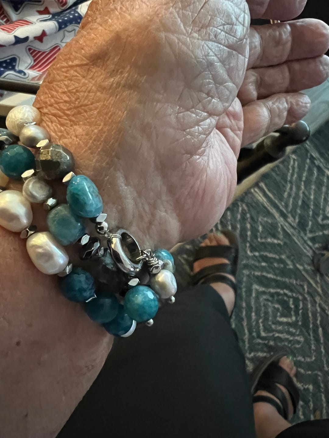 Customer photo review of Bohemian Frost Stretch Apple Watch Strap