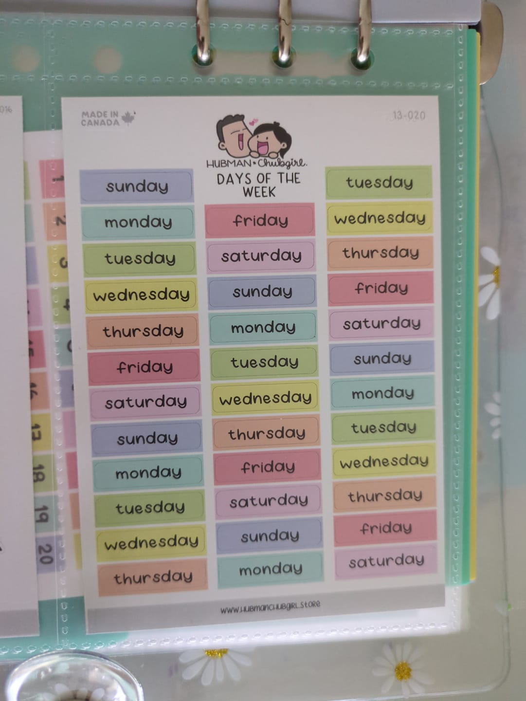 Customer photo review of Days of the Week - Rainbow Unicorns Planner Stickers