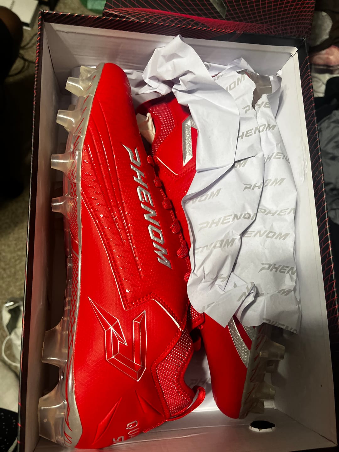 Customer photo review of Quantum Speed: Football Cleats - Red - Team Colors