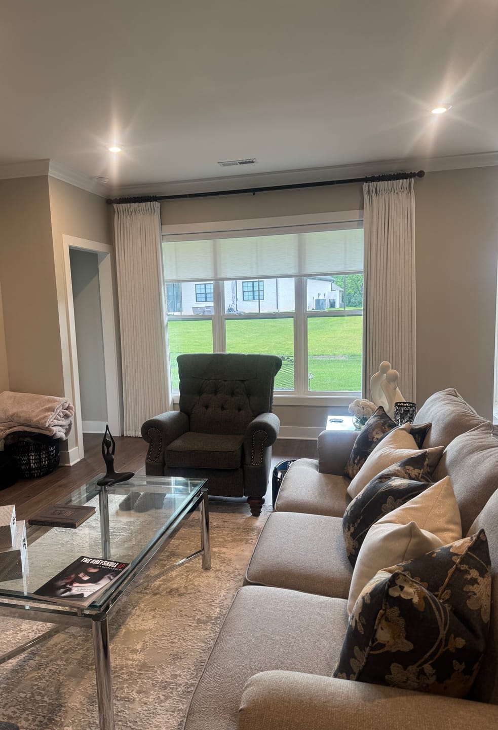 Customer photo review of Lucy Neutral Linen Light Filtering Drapes