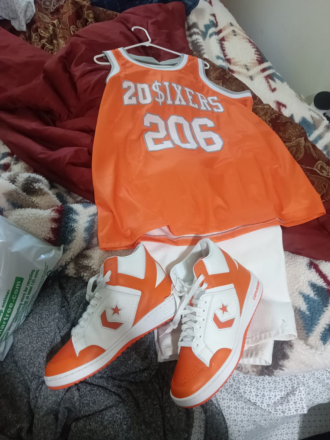 Customer photo review of Custom Bay Orange White-Gray Authentic Basketball Jersey