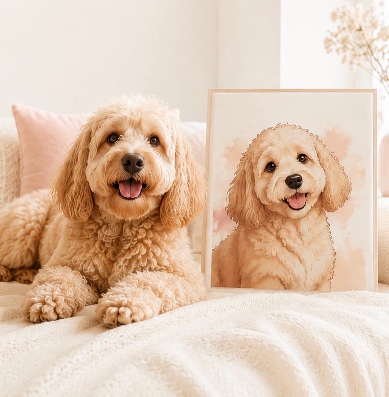 Customer photo review of Minimalist: Custom Pet Portrait