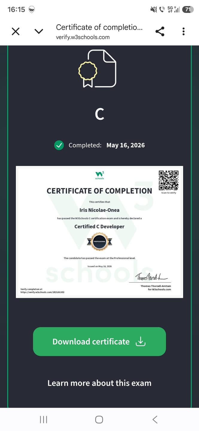 Customer photo review of C Certification Course