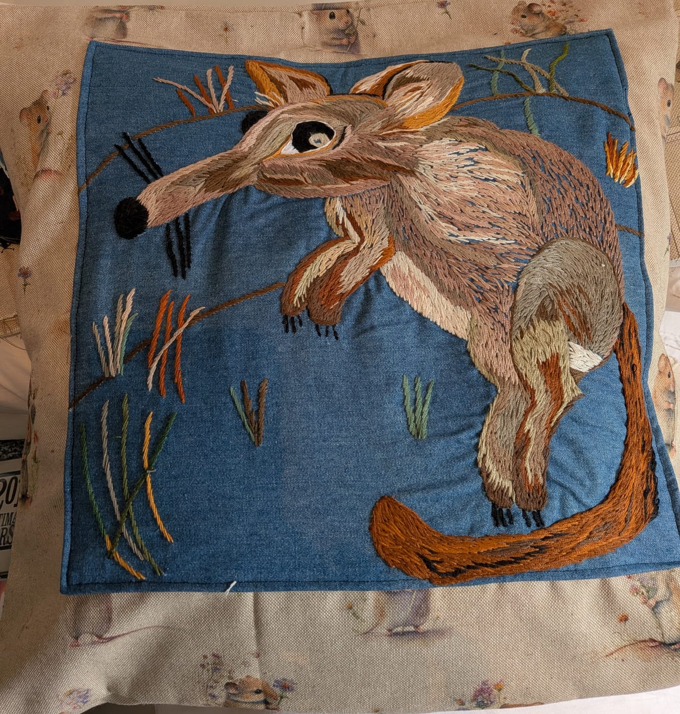 Customer photo review of Field Mouse Digital Linen Look Polycotton Fabric