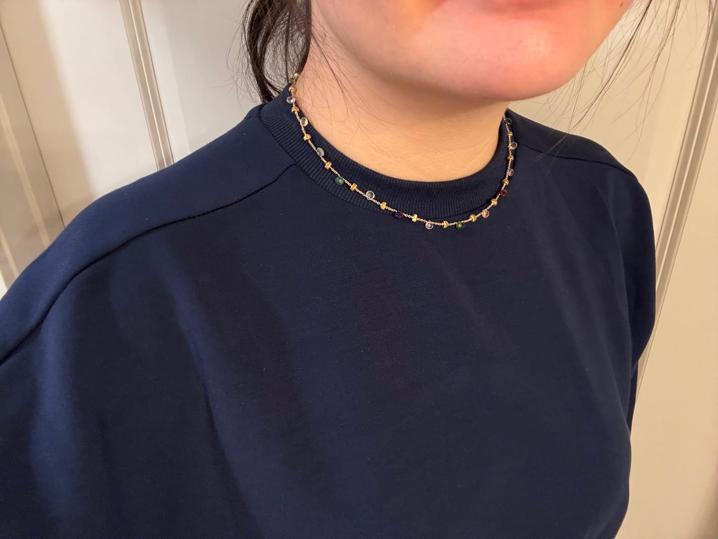 Customer photo review of Estate Italian Marco Bicego 18k Yellow Gold Multi-Stone Briolette Necklace 17.75"