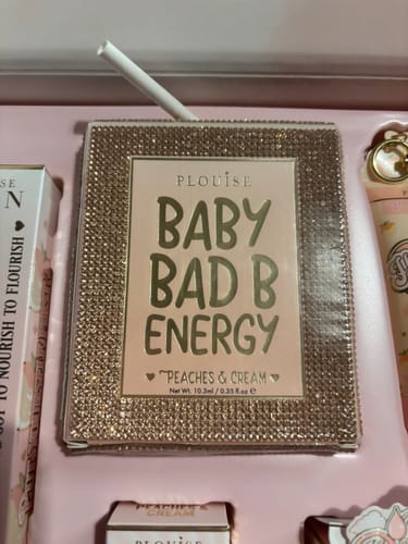 Customer's close-up of the sparkly, rose-gold 'Baby Bad B Energy' palette from the Budget Box subscription.