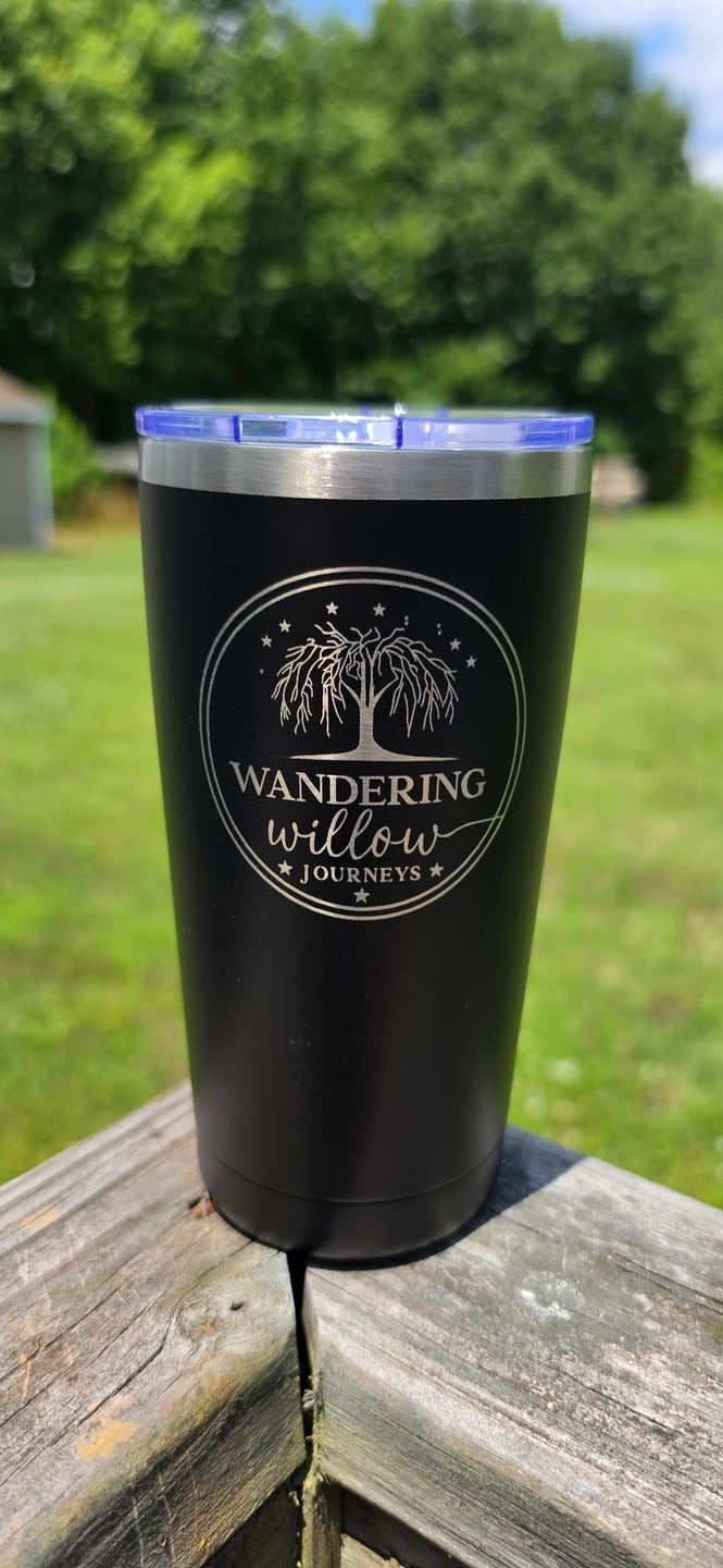 Customer photo review of $5 Sample - Custom 20 oz Tumbler with your Business Logo Engraved - Great Test Before Bulk Volume Order!