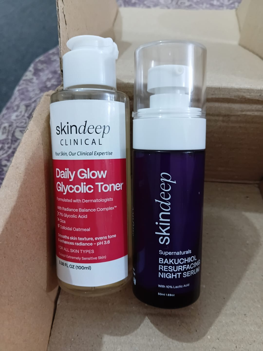 Customer photo review of BAKUCHIOL RESURFACING NIGHT SERUM - with 10% Lactic Acid