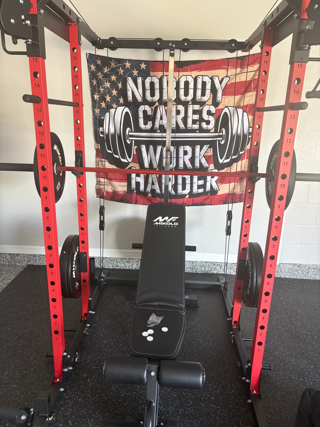 Customer photo review of Nobody Cares Work Harder Motivational Flag 11477