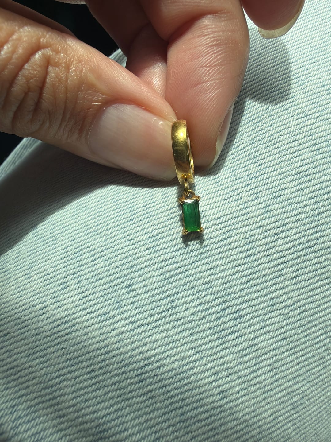Customer photo review of Bella Birthstone Huggies Earrings (Bundle)