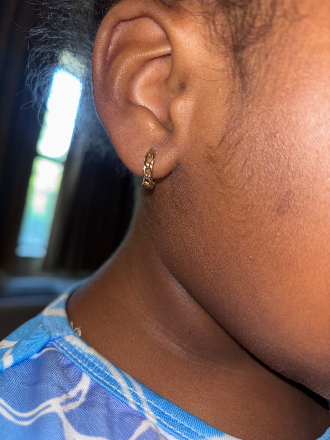Customer photo review of Cuban Link Huggie Earrings