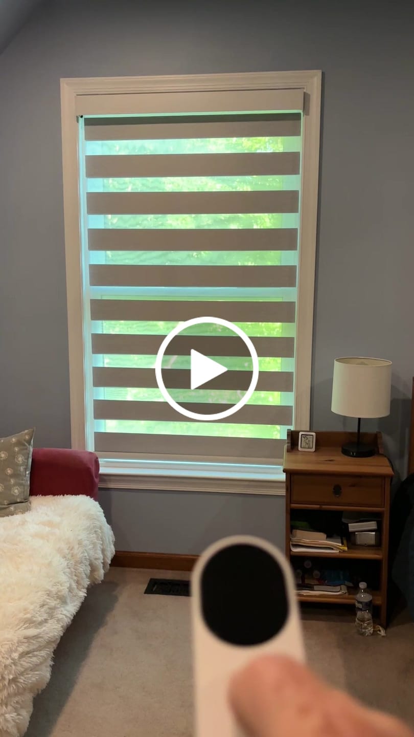 Customer video review of Bringnox Motorized Zebra Roller Blinds 100% Blackout