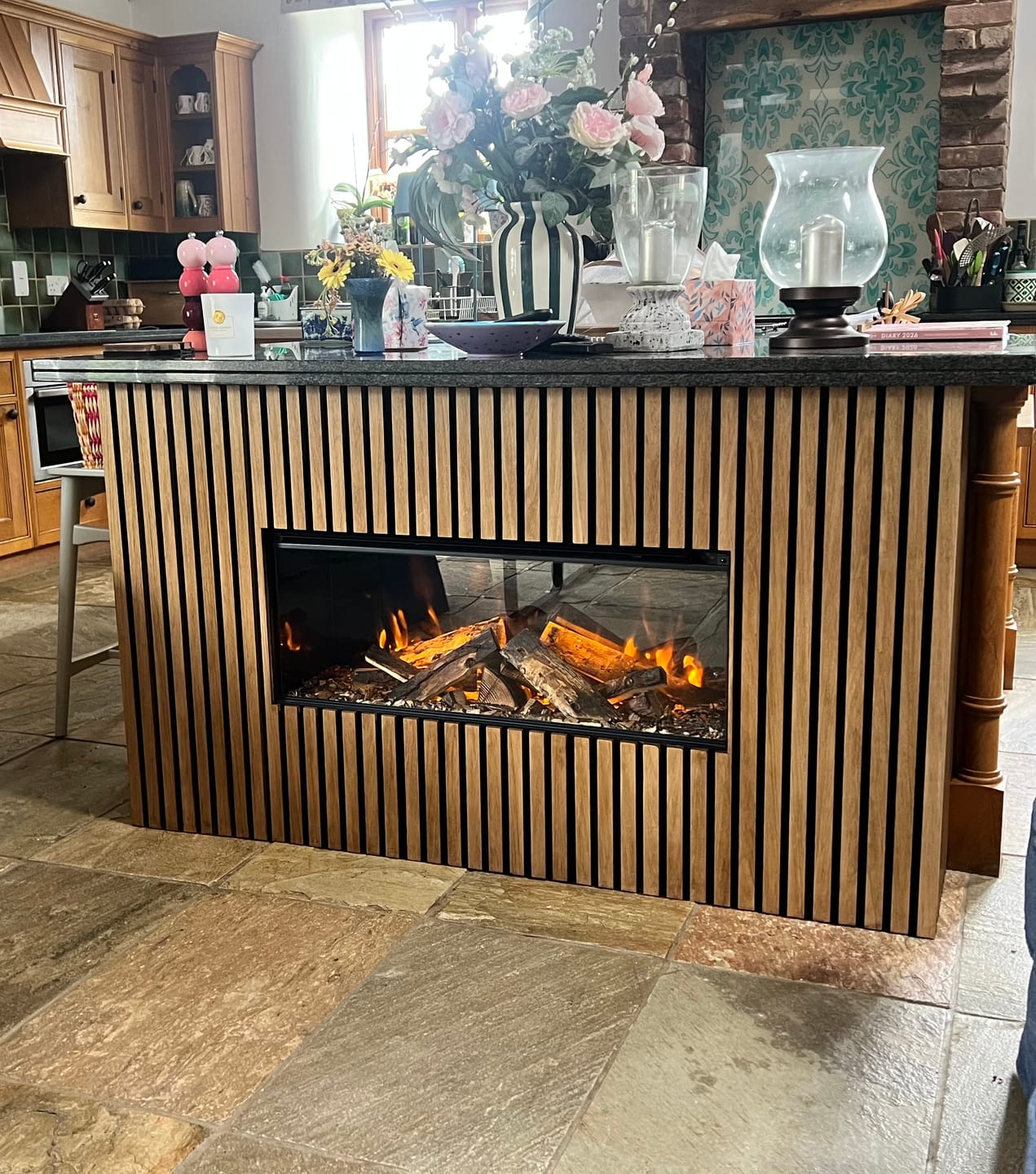 Customer photo review of SlatWall Acoustic Half Height Natural Oak Slatted Wall Panel