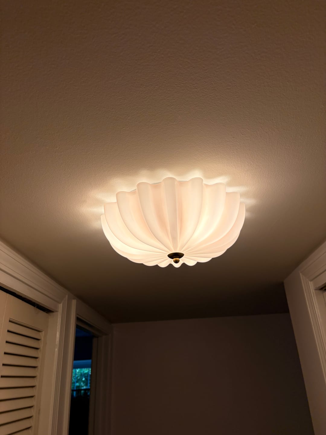 Customer photo review of Art Deco Pleated Flower Shine Glass Semi Flush Mount