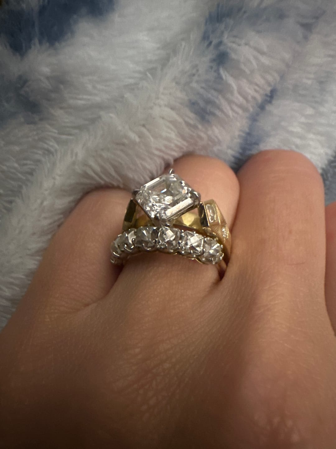Customer photo review of 2.07ctw Old Mine Cut Diamond 7-Stone Half-Hoop Band