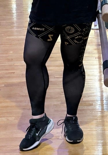 Customer photo review of Worldwide High Waisted Ankle Leggings With Mesh Inserts