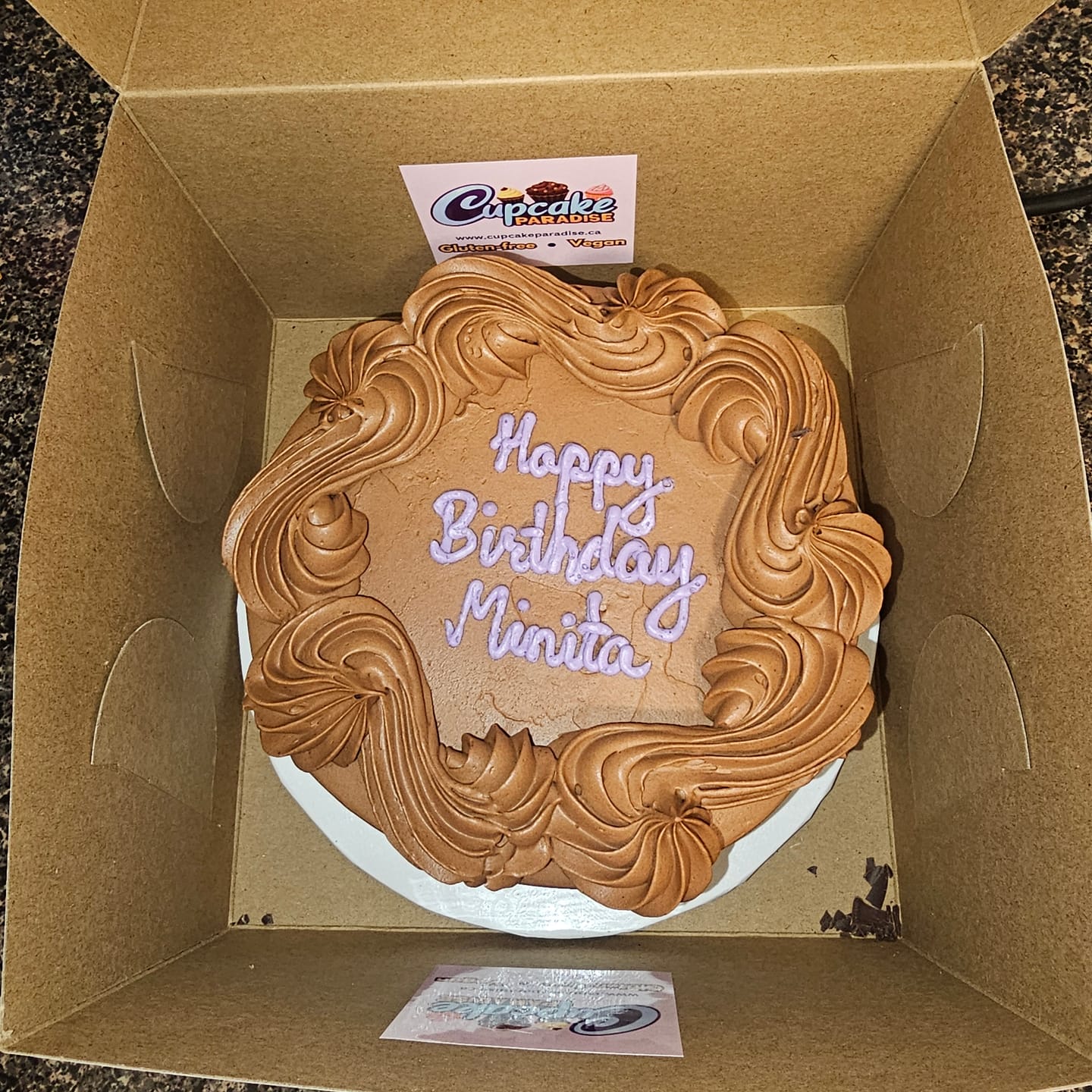 Customer photo review of Triple Chocolate Cake - Same Day