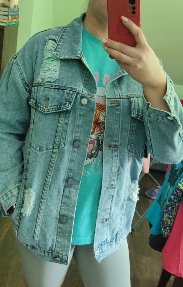 Customer photo review of Waterdichte & Gevoerde Oversized Dames Jeansjack – Talia
