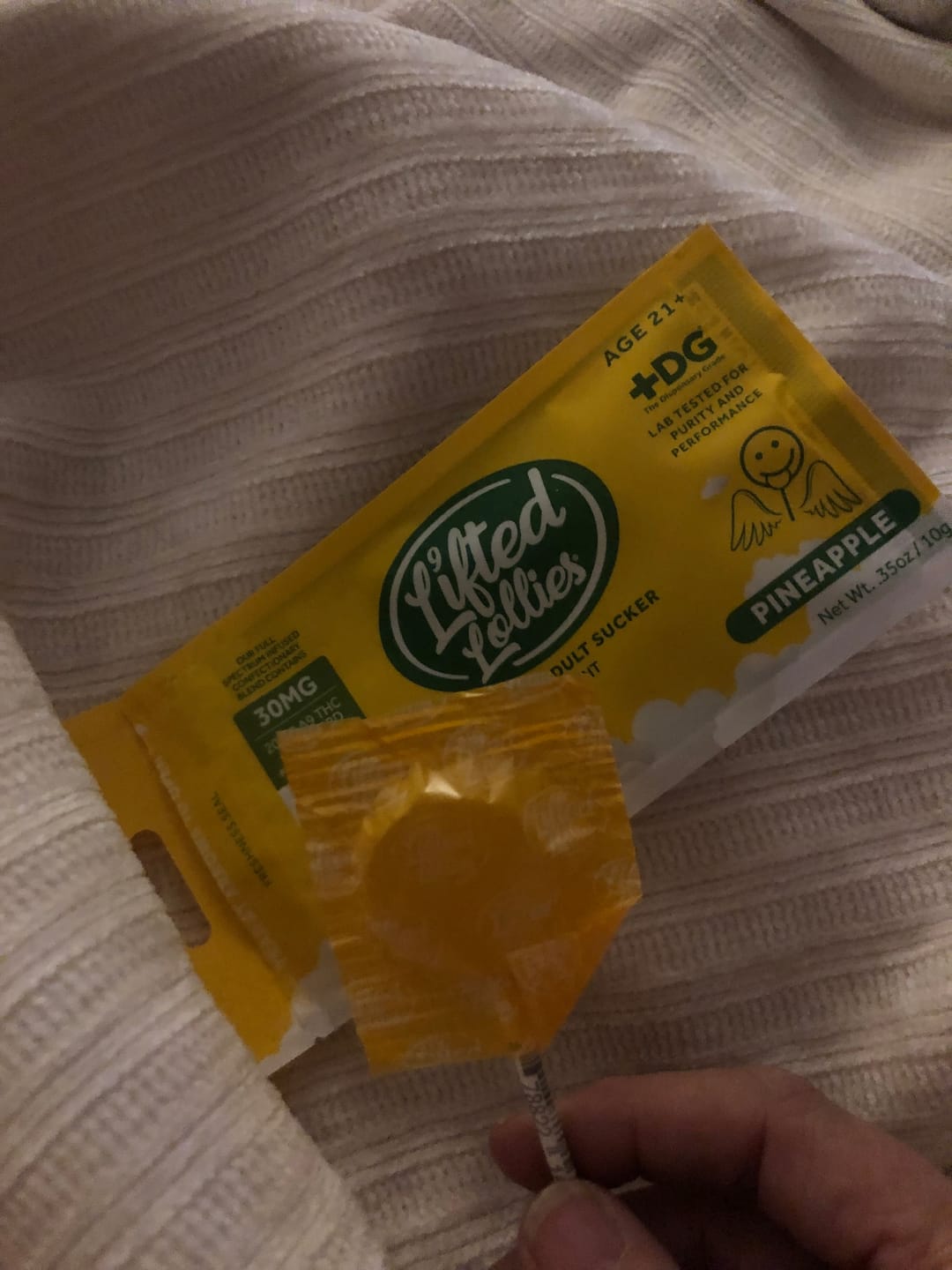 Customer photo review of Lifted Lollies – 20mg D9 THC + 10mg CBD Infused Lollipop (1 Count)