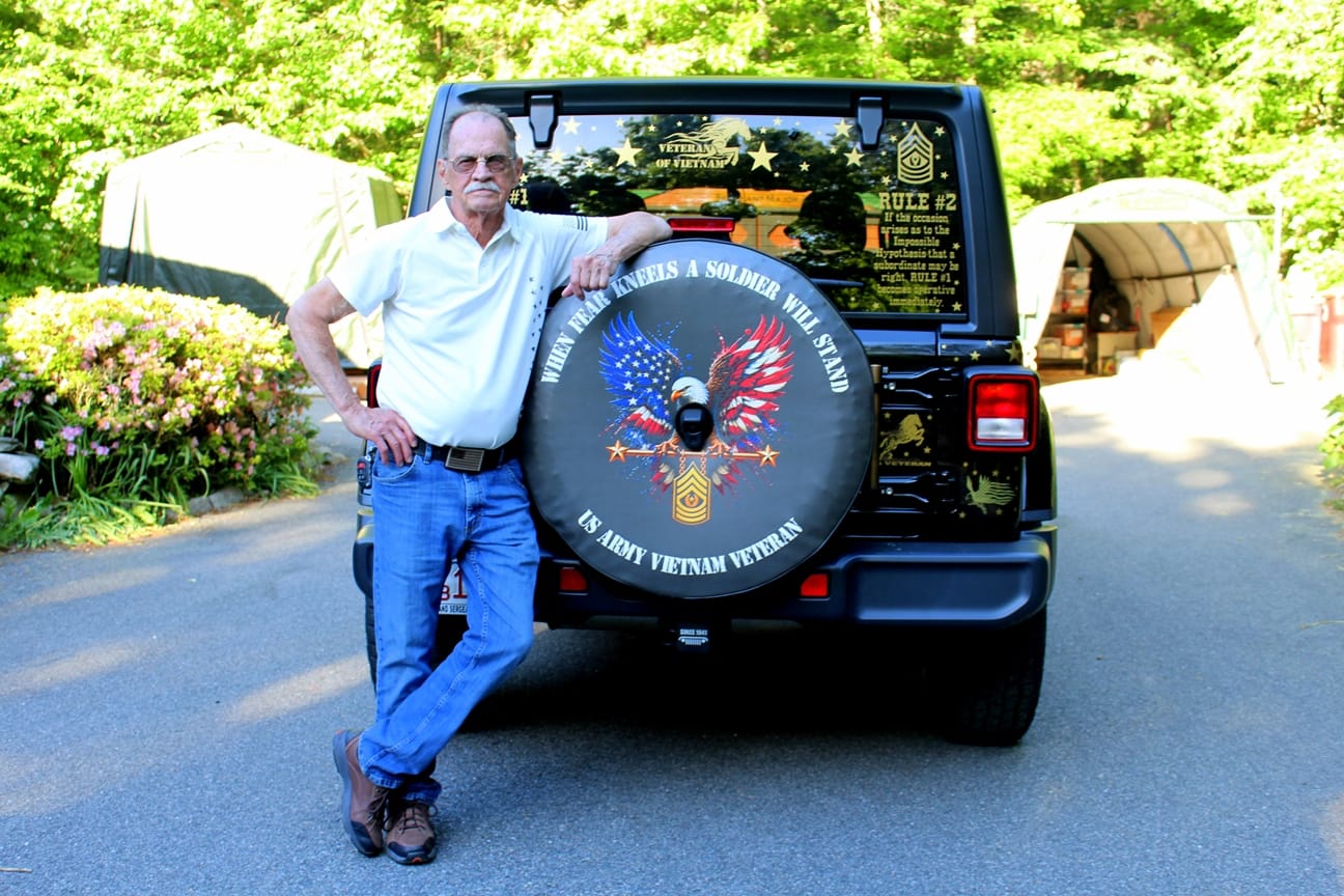 Customer photo review of Custom Spare Tire Cover for Jeep, RV, Bronco Camper, Trailer, & More