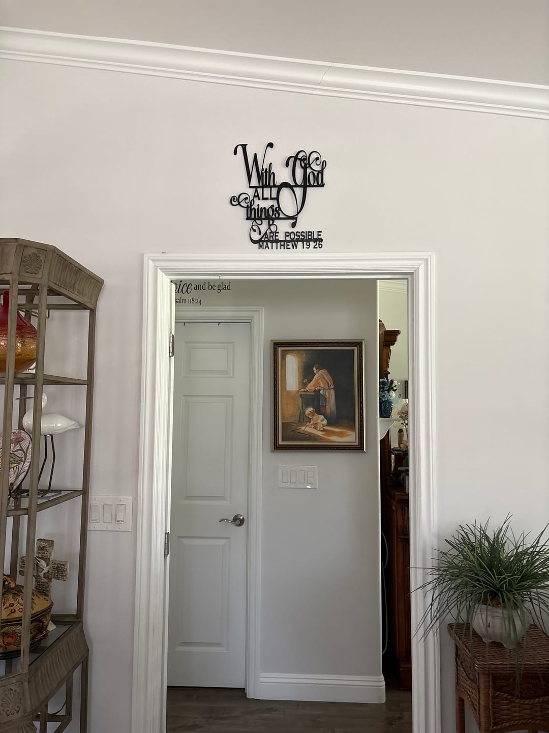 Customer photo review of Christianartworkshop Matthew 19:26 With God Metal Wall Decor: Bold Faith for Your Walls
