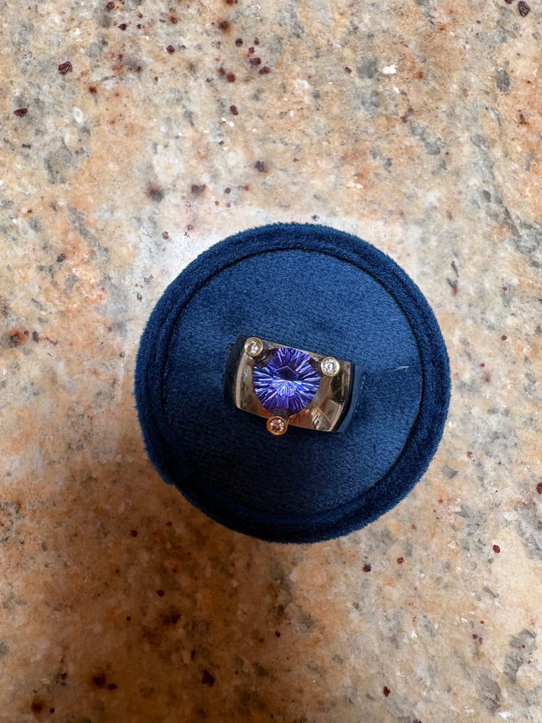Customer photo review of 3 Carat Tanzanite Trillion - 9x8.4mm - Esko Universe Cut ™