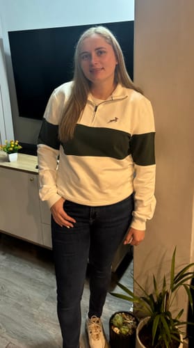 Customer photo review of Springboks Classic Hoop Quarter Zip-Cloud Dancer