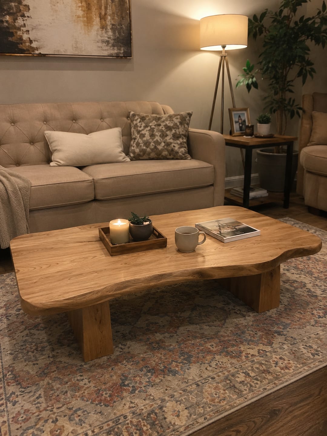 Customer photo review of Organic Curve Console Table Natural Solid Wood Entryway Oval Ring Base
