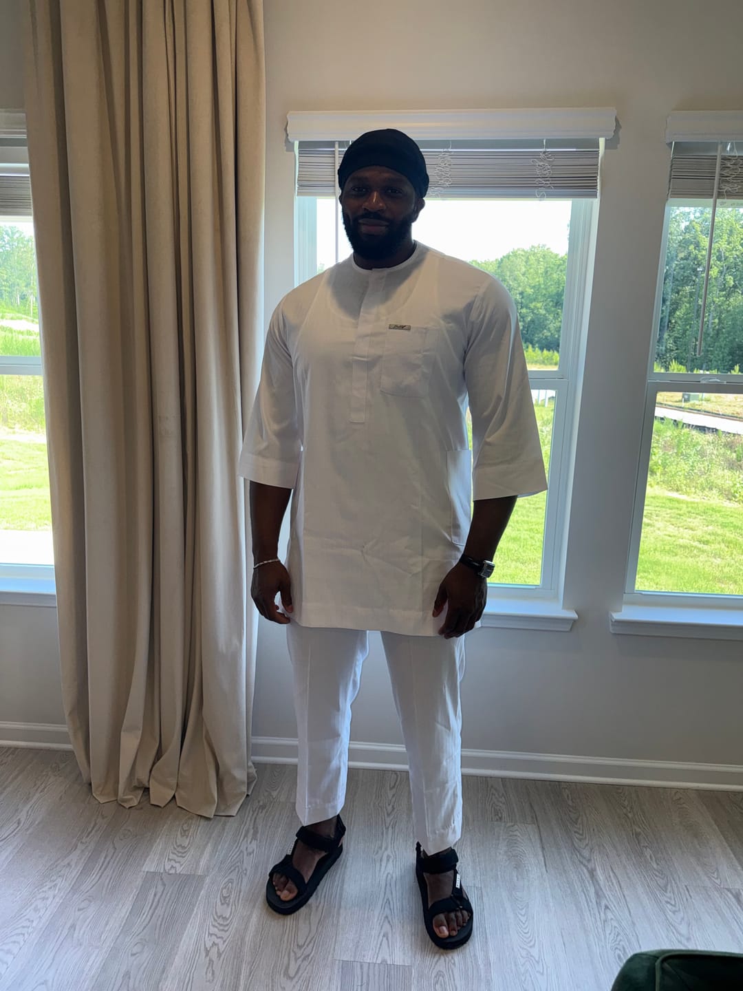 Customer photo review of Ivory White 3/4 Sleeve Kaftan Set