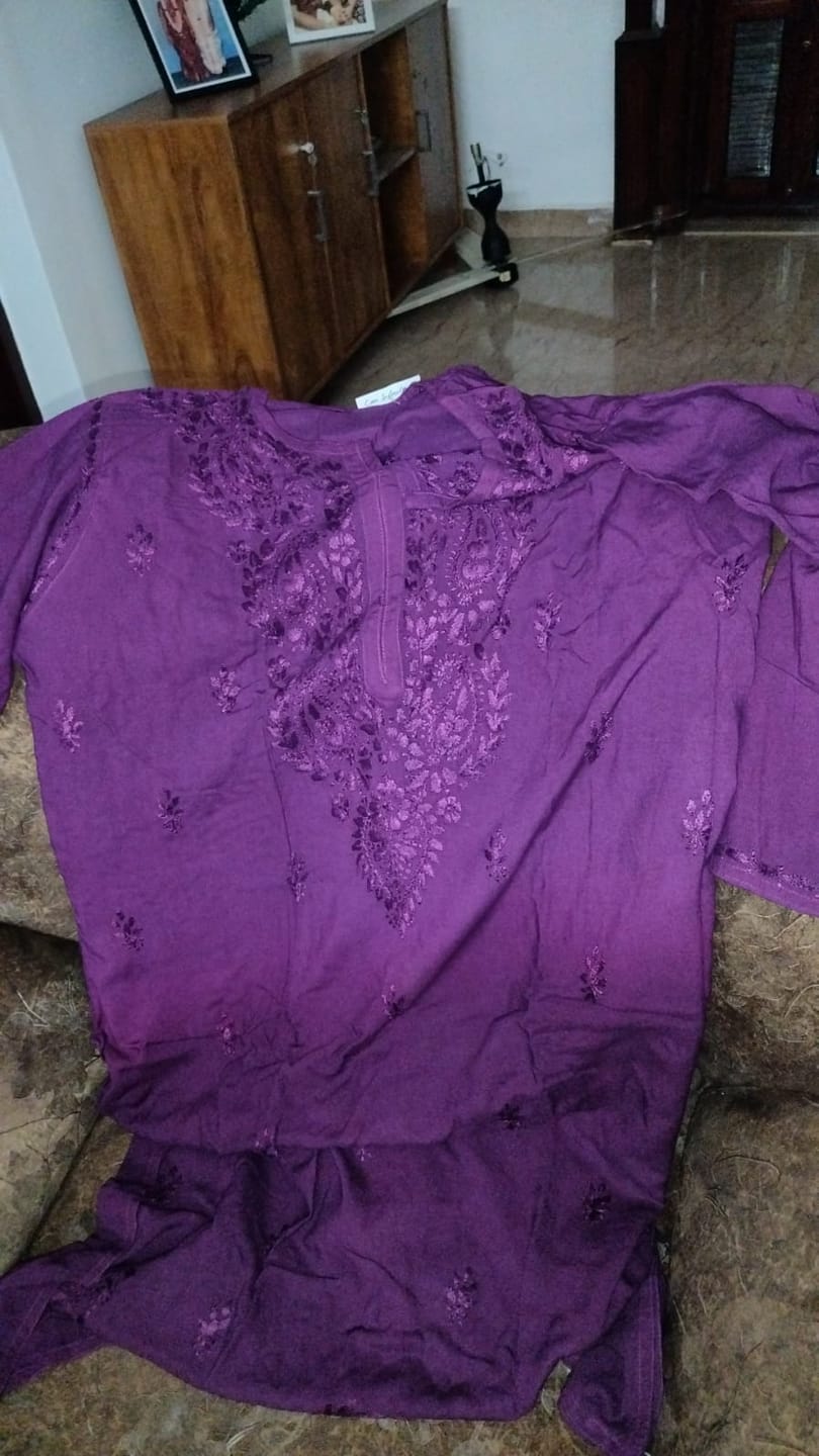 Customer photo review of Laila Deep Purple Rayon 3 Piece Set