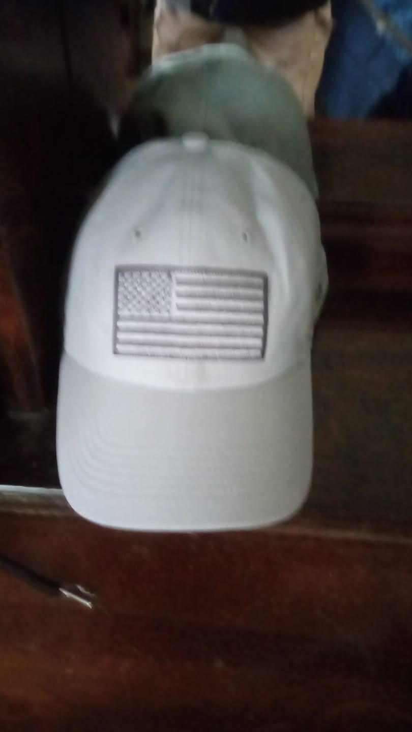 Customer photo review of America 250th Anniversary Hat – Light Gray American Flag Baseball Cap 1776 - 2026 (Exclusive)