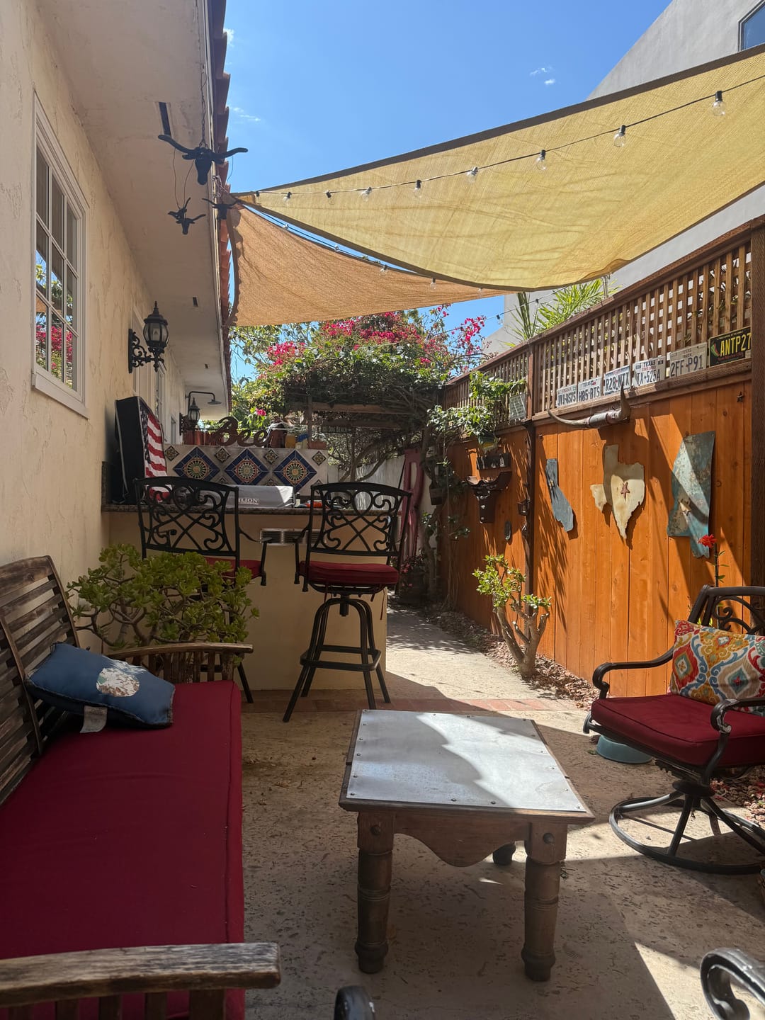 Customer photo review of Custom Sized Breathable UV Block Triangle HDPE Sun Shade Sail for Patio/Pool