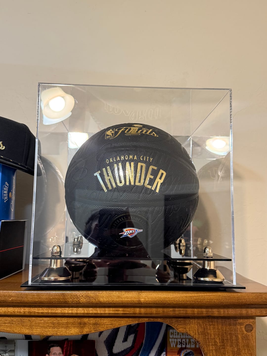 Customer photo review of Acrylic Full Size Basketball Display Case - Mirror no Wall Mounts (A001/B01)