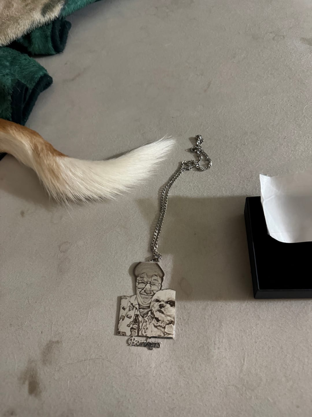 Customer photo review of Custom Logo Engraved Photo Pendant Necklace