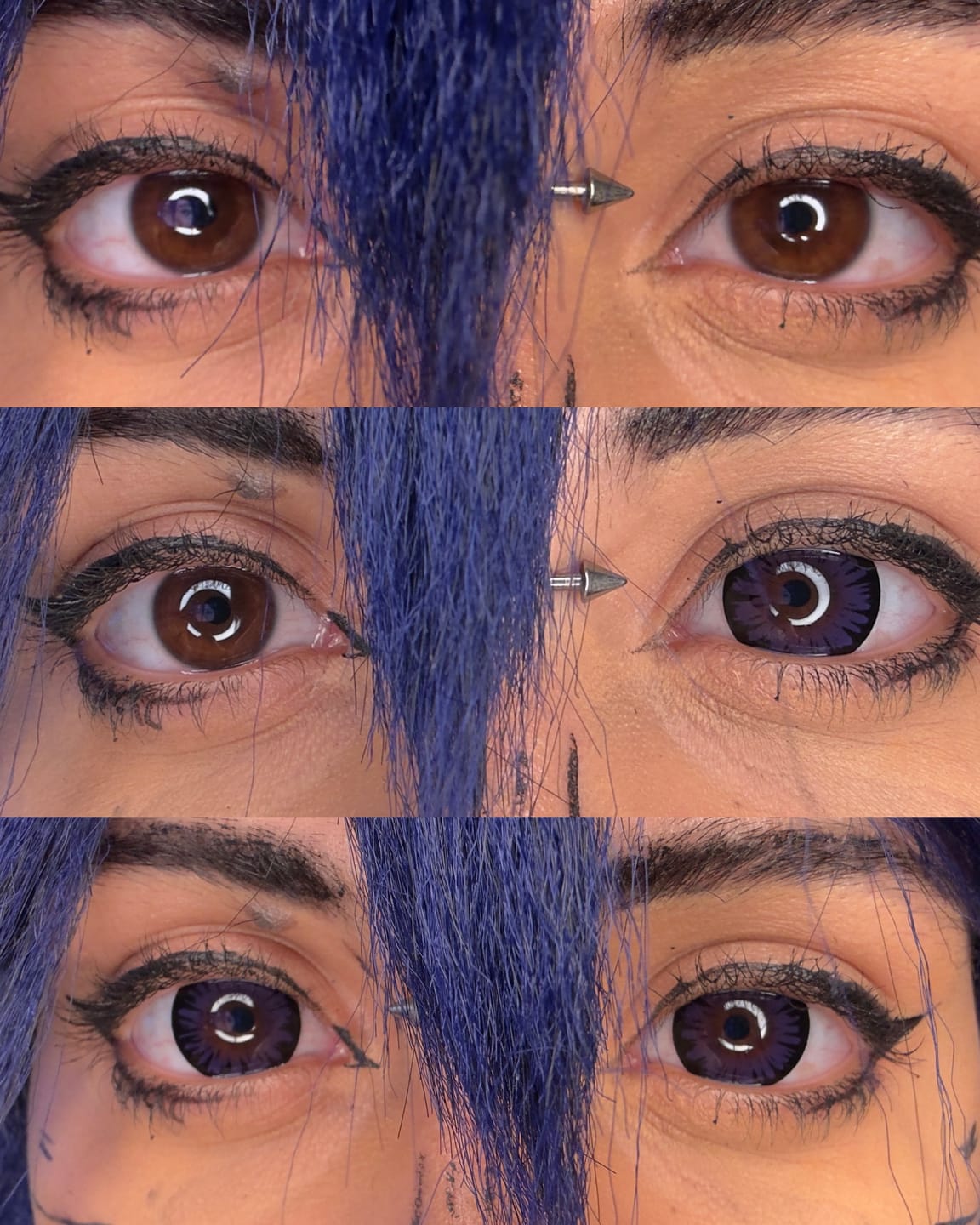 Customer photo review of Halloween Miracle D-Violet Prescription Colored Contact Lenses