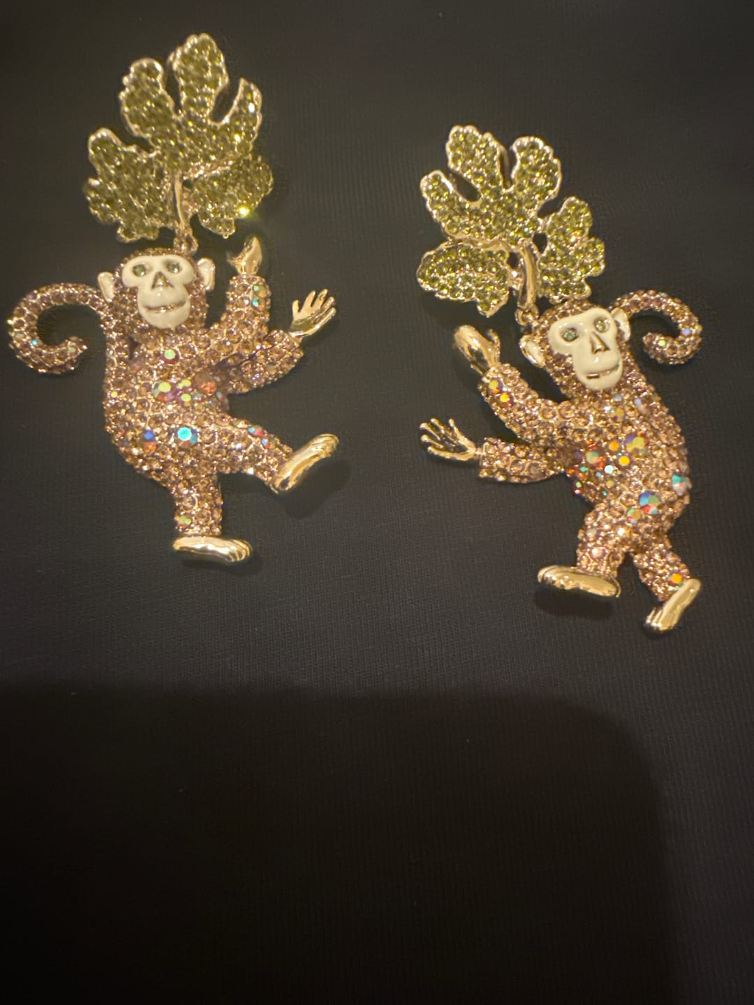 Customer photo review of Heidi Daus®"Monkey Mischief" Crystal & Enamel Monkey Dangle Earrings