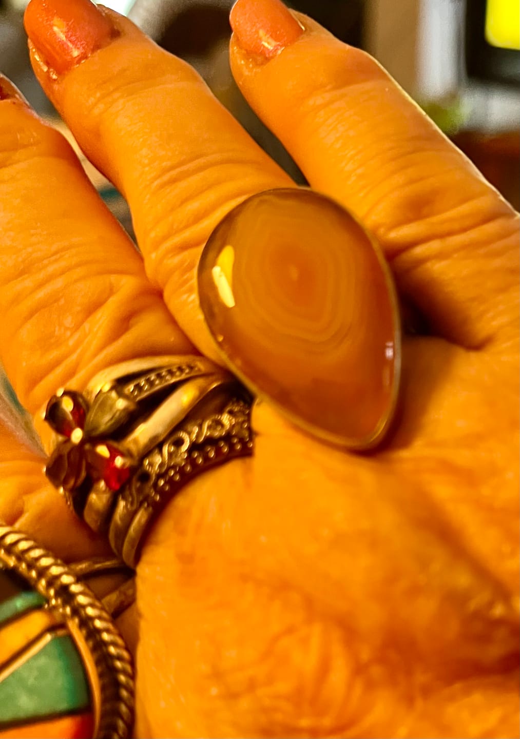 Customer photo review of Lake Superior Agate Ring Size 8 (German Silver)