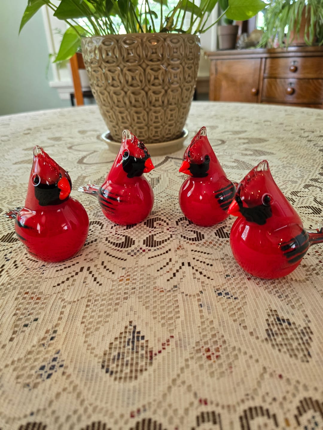 Customer photo review of Glass Cardinal with Infused Cremation Ashes
